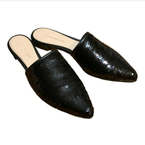 STUART WEITZMAN Carlo Sequined Mule Flats Size 7.